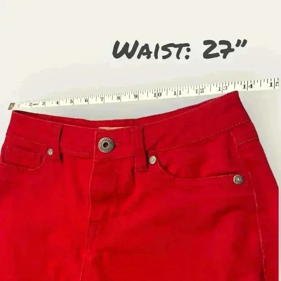 Blue Spice Women's Juniors Size 3 Straight Leg Skinny Red Jeans - Picture 10 of 12